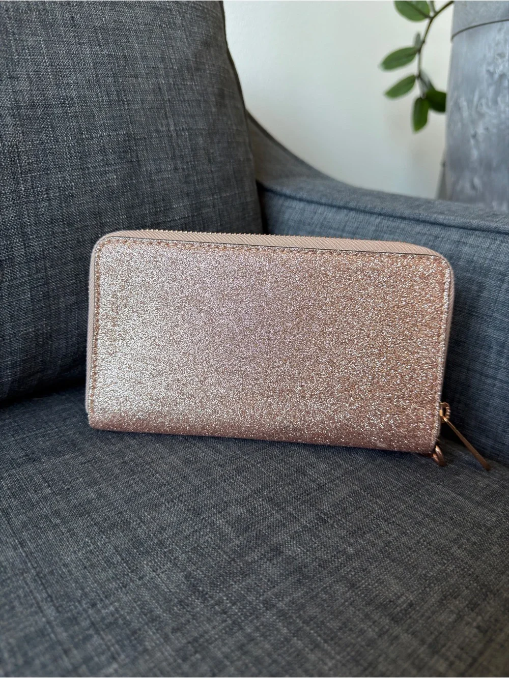 Michael Kors Rose Gold Glitter Zip Wallet
